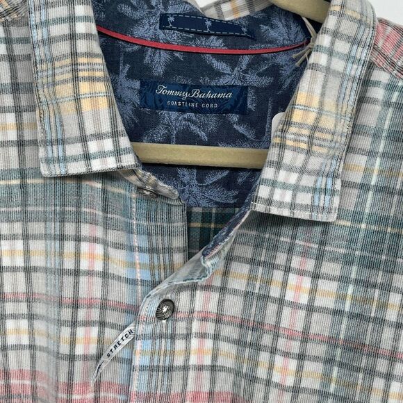 NWT TOMMY BAHAMA Coastline Cord Stretch Harbor Check Shirt Men 2XLT Featherstone - Picture 5 of 15